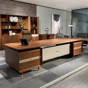 新中式办公桌椅组合实木老板桌简约现代大班台创意总裁桌家具定制