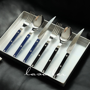 现货 法国Sabre Paris不锈钢西餐具刀叉勺子黄油刀纯色黑色深蓝色