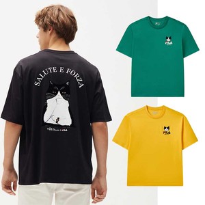 fila pepe shimada联名 斐乐男子圆领短袖t恤 卡通猫咪f11m123190