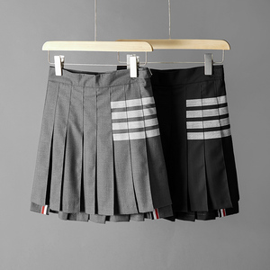 2020夏季新款tb短裙百褶裙女白色四条杠半身裙网球裙a字休闲裙子