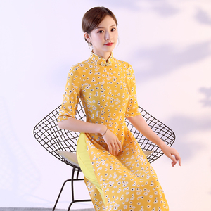 奥黛旗袍年轻款两件套越南正宗改良中国风舞台走秀演出服长款优雅