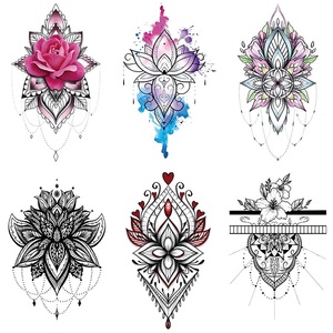 纹艾美后背肩膀梵花图腾水彩玫瑰花朵仿真刺青纹身贴纸大图案贴画