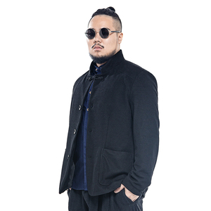 大码中国风男装盘扣夹克 胖子男士中山装 中式加肥加大复古外套