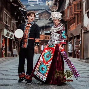 阿嘞黔东南苗族舞蹈旅拍服饰项圈男女民族盛装婚纱民族风摄影
