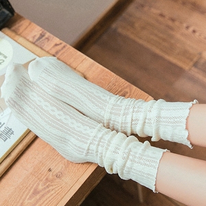 袜子女夏季堆堆袜薄款女韩国中筒袜棉袜蕾丝镂空渔网袜日系长筒袜