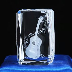 音乐创意小水晶工艺品3D模型内雕吉他萨克斯雕刻镇纸摆件纪念礼品