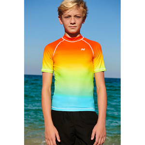 2024年新款男孩冲浪服上衣防晒速干沙滩海边短袖游泳衣男儿童