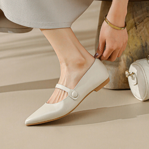 白色平底鞋女单鞋浅口尖头
