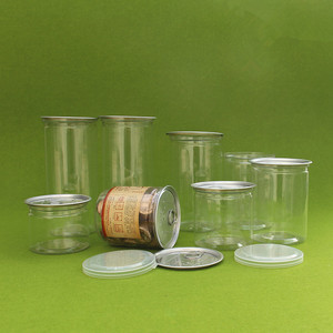 83易拉罐马口铁带盖食品罐包装瓶pet透明塑料瓶子溶豆密封收纳罐