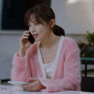 甜蜜施诗于洋洋明星同款衣服粉色温柔慵懒风毛衣中长款开衫外套女