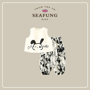 英国Seafung童装~女童夏装2024新款套装三岁女孩衣服宝宝两件套
