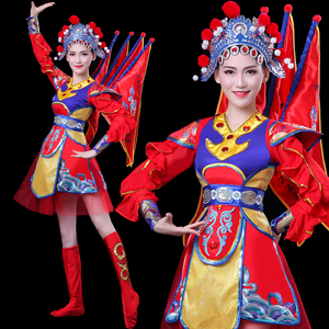 女花旦京剧表演服装打鼓服民族腰鼓队舞蹈服成人戏服中国风演出服