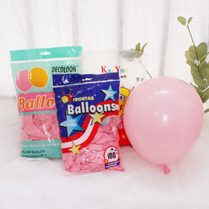 凯悦加厚10寸5寸12寸亚光马卡龙圆形乳胶气球嫩粉色装饰汽球100只