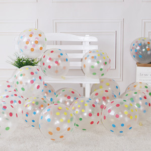 12寸加厚透明彩色大圆波点气球儿童成人生日派对装饰布置印花汽球