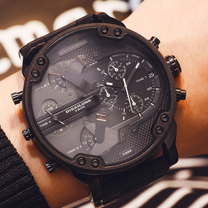 迪赛龙大表盘手表个性运动休闲霸气黑武士嘻哈潮男时尚潮流石英表