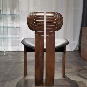 美式实木中古羊羔绒咖啡椅家用创意样板间设计师非洲椅餐椅