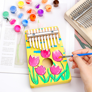 木制卡林巴琴diy拇指琴暖场活动道具手指琴10音彩绘冷门小型乐器