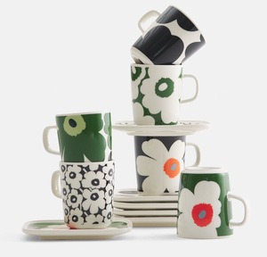 新品：现货】芬兰Marimekko Unikko60周年限定陶瓷马克杯盘