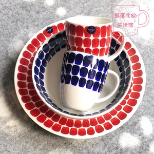 现货】Arabia Tuokio24小时复古蓝圣诞红系列陶瓷咖啡杯盘汤面碗