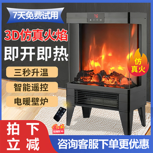 壁炉取暖器3D仿真火焰家用节能暖风机客厅热风机欧式遥控电暖气炉
