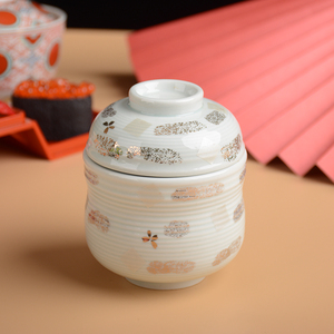 日式茶碗蒸盅手作日式盖碗家用复古陶瓷碗宝宝蒸蛋碗甜品碗糖水碗