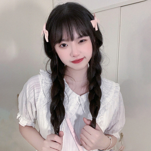 假发女长发双马尾辫子仿真网红中长发2022新款减龄麻花辫全头套式