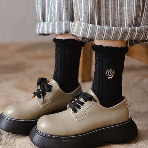 花边长袜子女春秋学院风jk黑色洛丽塔日系可爱ins潮配皮鞋中筒袜