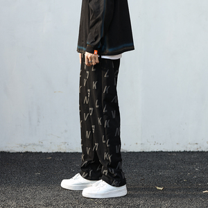 欧美高街fog满印发泡字母休闲裤男女ins阔腿宽松直筒百搭运动卫裤