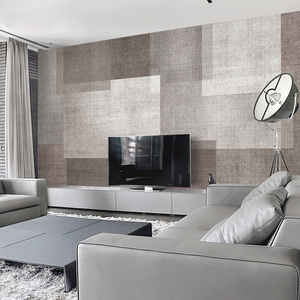 定制北欧风复古几何麻布艺术壁布电视背景墙壁纸客厅卧室无缝墙布