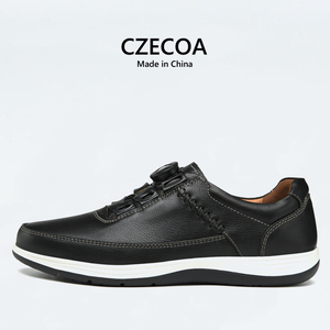 CZECOA男鞋锁纽款休闲皮鞋轻便透气耐穿真皮运动鞋适动高尔夫球鞋