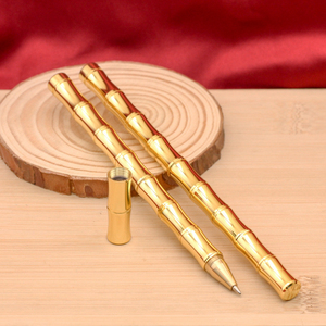 黄铜竹节笔竹子造型电镀金属中性笔个性创意黄铜笔可换笔芯办公用