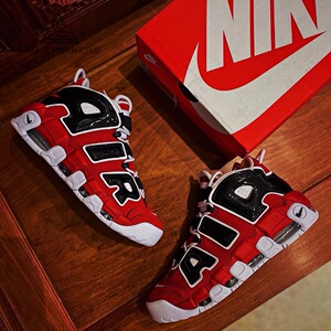 nike air more uptempo 大air皮蓬黑红公牛男女篮球鞋 415082-600