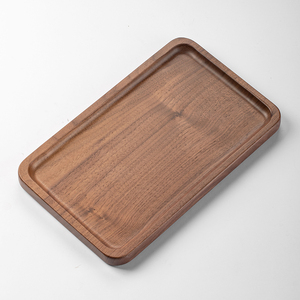 日式干泡小茶盘黑胡桃木托盘 实木餐盘长方形果盘水杯木质茶托盘
