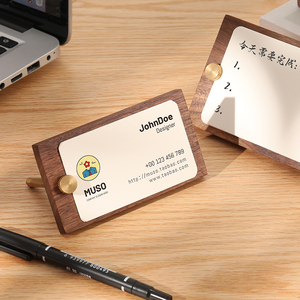 黑胡桃木台签实木卡片夹桌面价格牌标价签产品介绍说明名片展示架