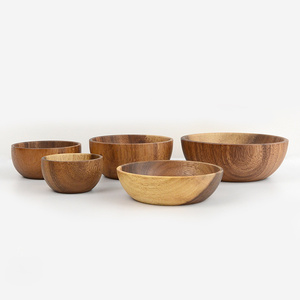 实木沙拉碗相思木整木圆碗金合欢木制饭碗配菜碗木质干果盘点心碗