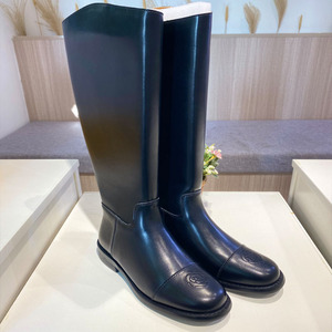 ur小香风刺绣山茶花长靴显瘦显脚小骑士靴女真皮高筒靴长筒马丁靴