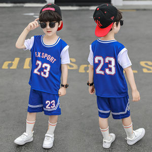 夏季男童套装篮球服运动两件套速干夏装中大童短袖洋气新款韩版潮