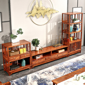 领福刺猬紫檀电视柜花梨木新中式家具实木客厅禅意电视柜三组合