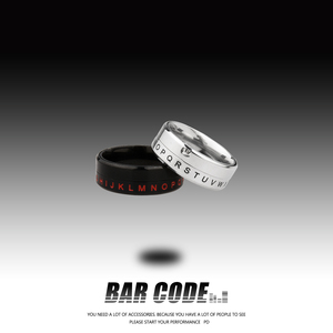 BAR CODE 创意可转动字母数字钛钢戒指男生潮酷ins个性情侣指环女