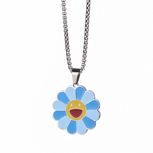 wuwu潮牌村上隆太阳花项链takashii七彩向日葵钛钢