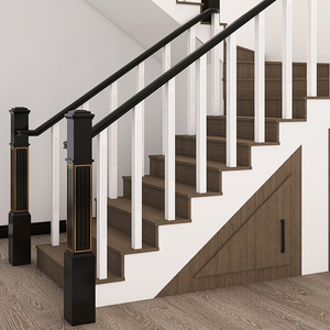 木楼梯扶手实木方立柱栏杆烤漆护栏室内家用简约现代别墅中式欧式