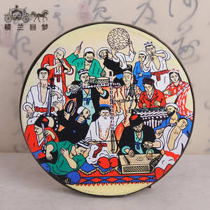 新款12木卡姆新疆牛皮 民族乐器 舞台表演绘画手鼓25厘米打击乐器