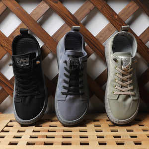 雨伞布冰丝透气圆头休闲布鞋男青年春夏季新品厚底防滑平底鞋鞋子