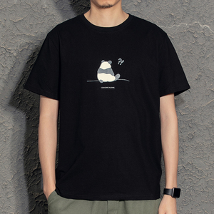 潮牌熊猫短袖t恤男