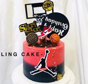 球鞋 NBA篮球蛋糕装扮摆件迷你球鞋男孩生日蛋糕装饰插牌车载摆件