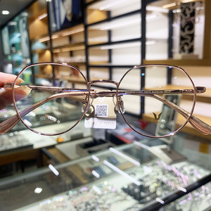 v牌微帕超轻纯钛眼镜框女多边不规则金属细边眼镜架男可配镜v9215