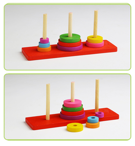 8层汉诺塔小学河内塔问题教具儿童益智玩具拼插叠叠乐积木八层