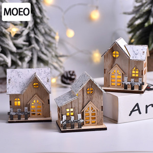 发光小木屋木质房子木头迷你别墅模型桌面摆件创意小夜灯圣诞装饰