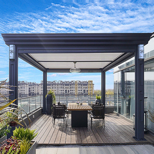 凉亭户外别墅庭院室外智能电动翻转百叶楼顶遮阳棚中式铝合金亭子