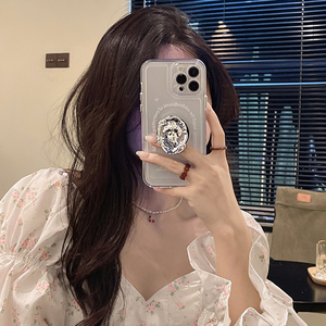 艺术头像适用苹果13pro max手机壳iphone12新款11透明xr带支架x女